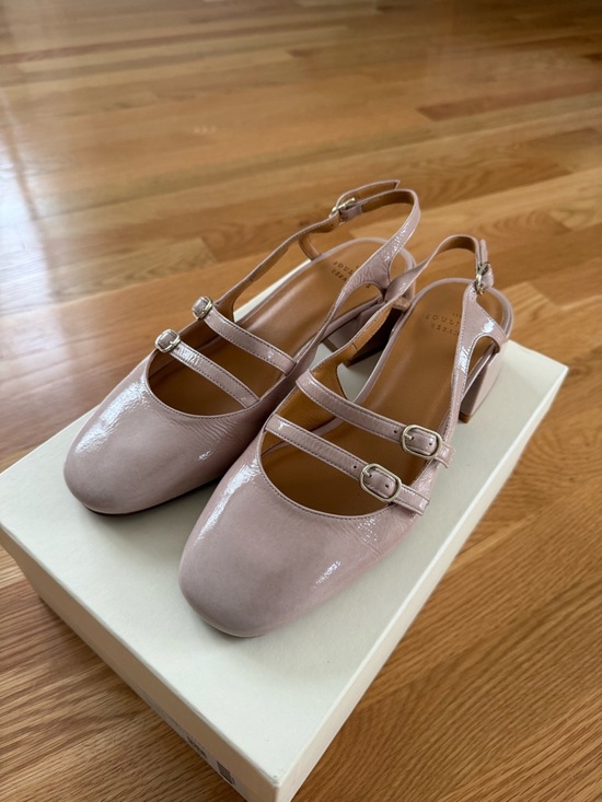 Sezane Shoes - Sézane Pink Patent Leather Double-Strap Slingback Heels